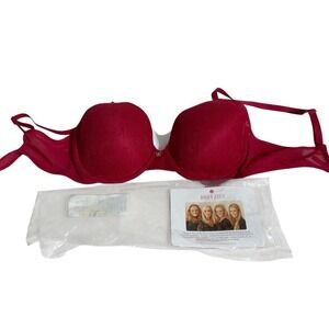 NEW Breezies Lace  Underwire T-Shirt Bra PERSIAN‎ RED Size 34B A36738648